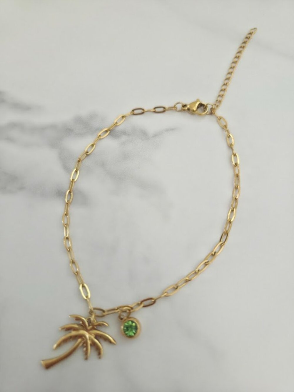 Tropical Coconut Tree Set Birthstone Pendant Anklet Beach Foot Chain Fashion - Picture 12 of 16